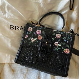 NWT Brahmin Medium Francine Black Thames Floral Satchel